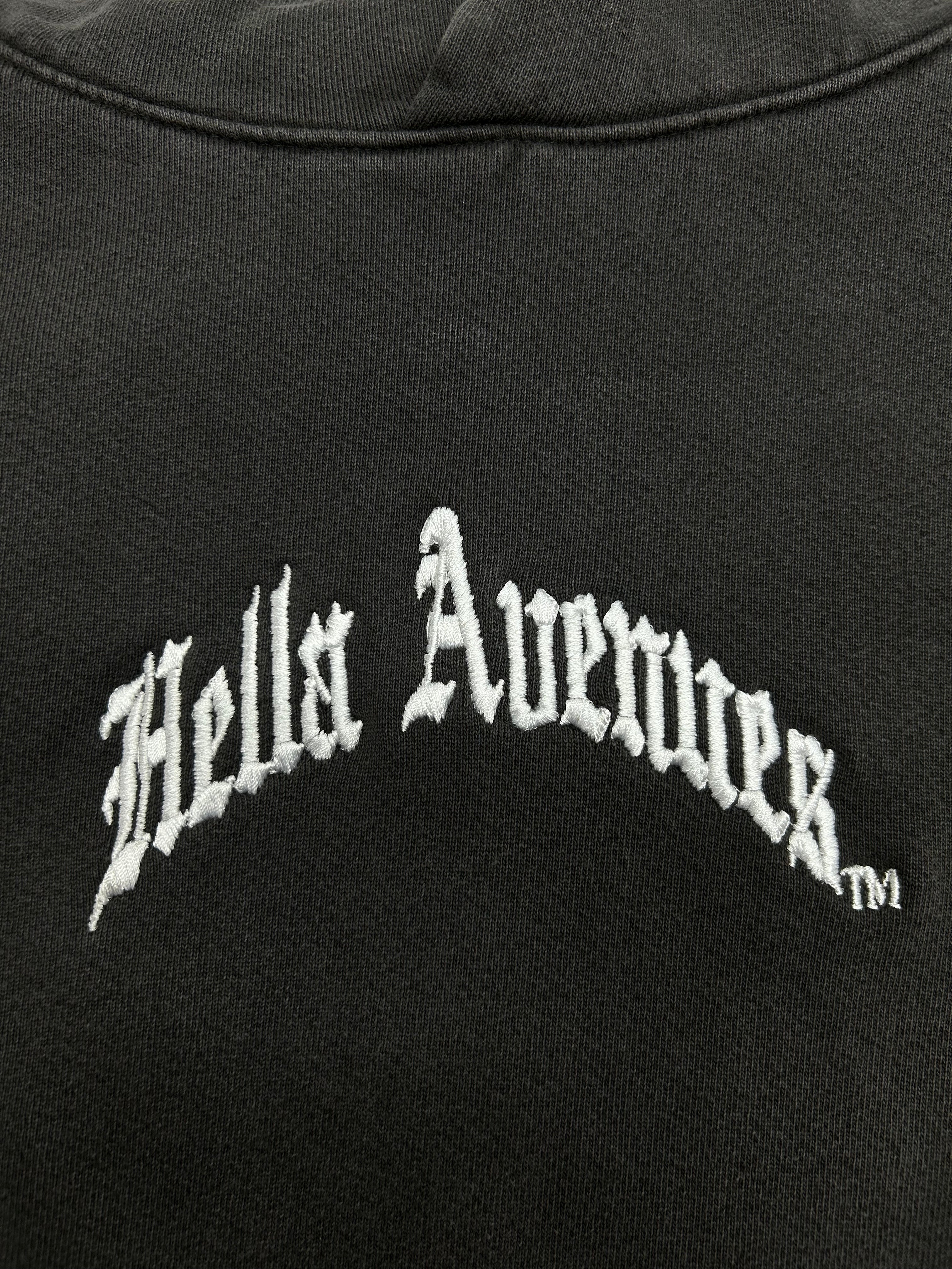Hella Avenues embroidered vintage black logo hoodie