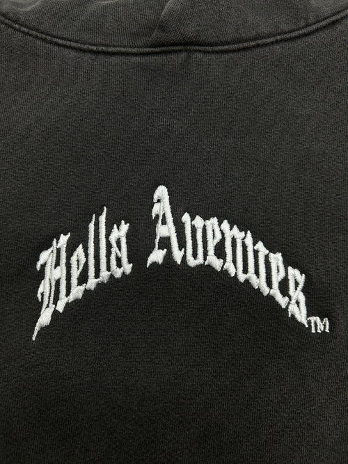 Hella Avenues embroidered vintage black logo hoodie