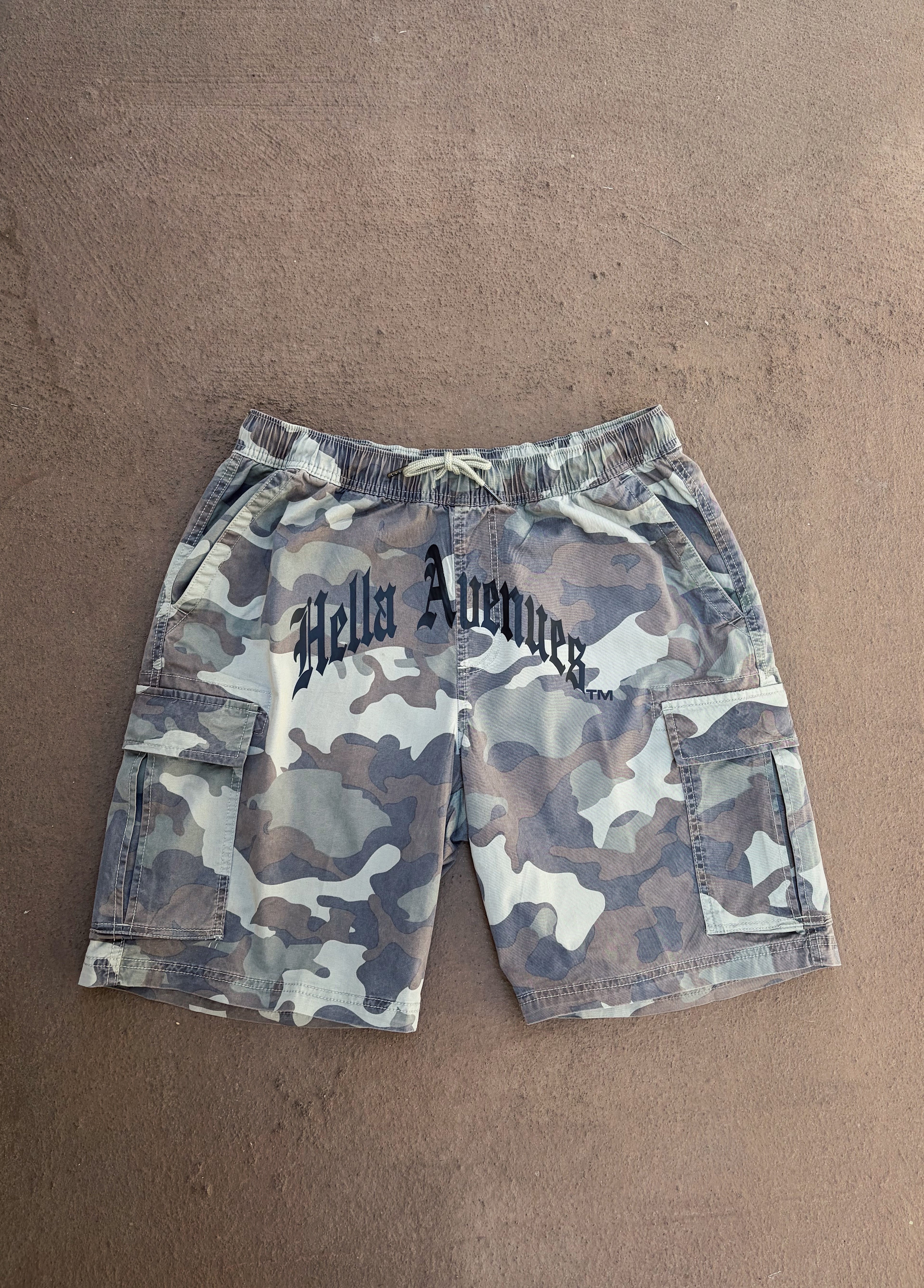 Hella Avenues sage camo shorts