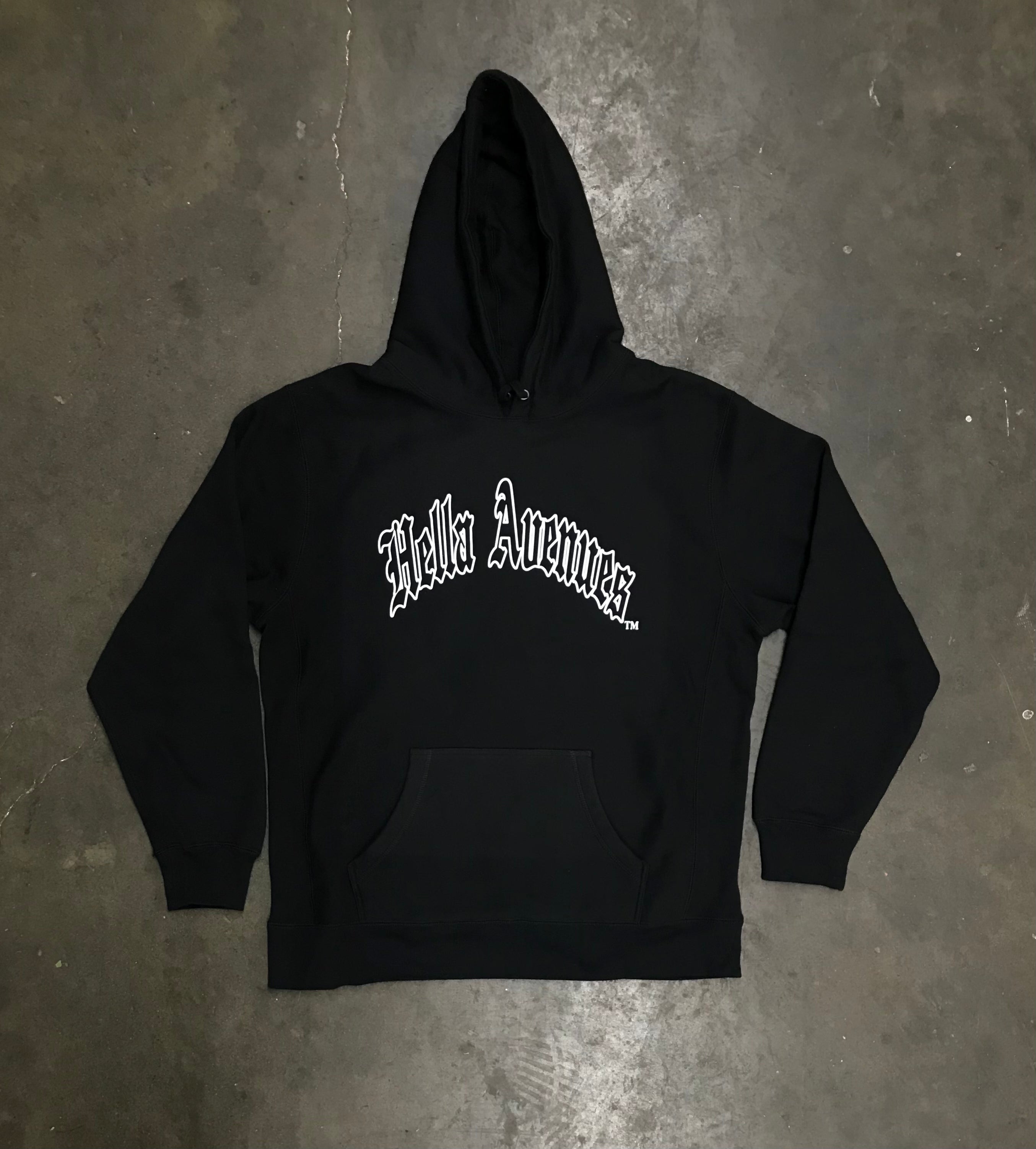 Hella Avenues hollow logo black hoodie